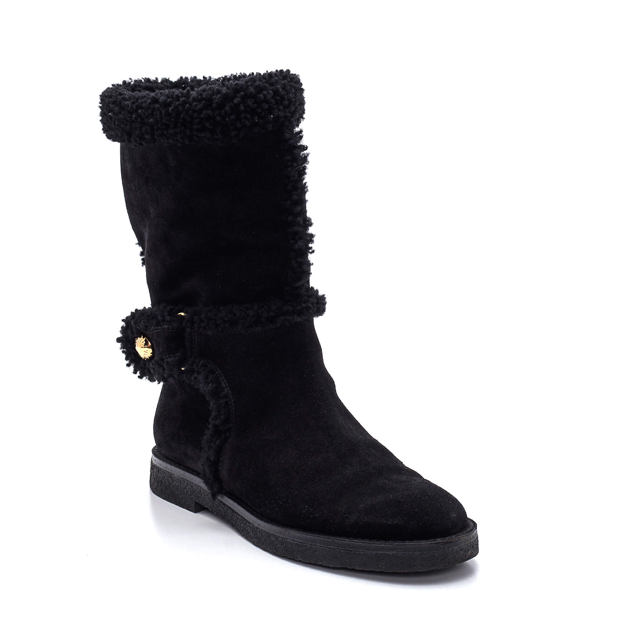 Louis Vuitton - Black Suede and Shearling Snow Boots